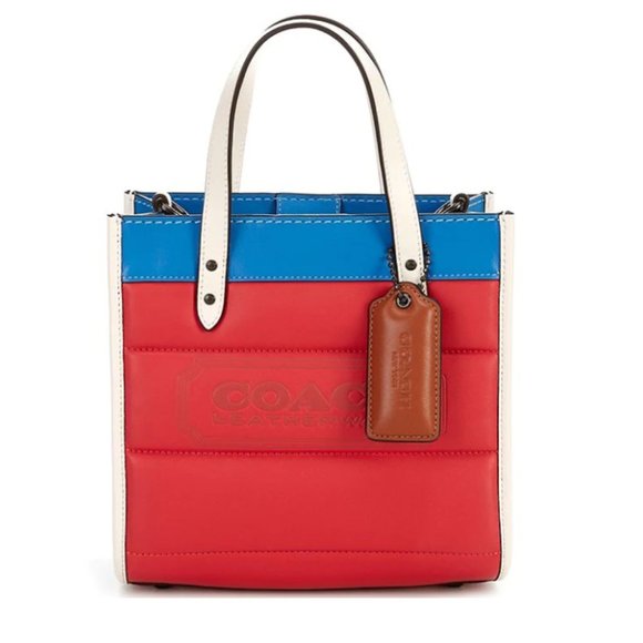 Quilted Leather Colorblock Logo Field 22 Tote Bag - NWT